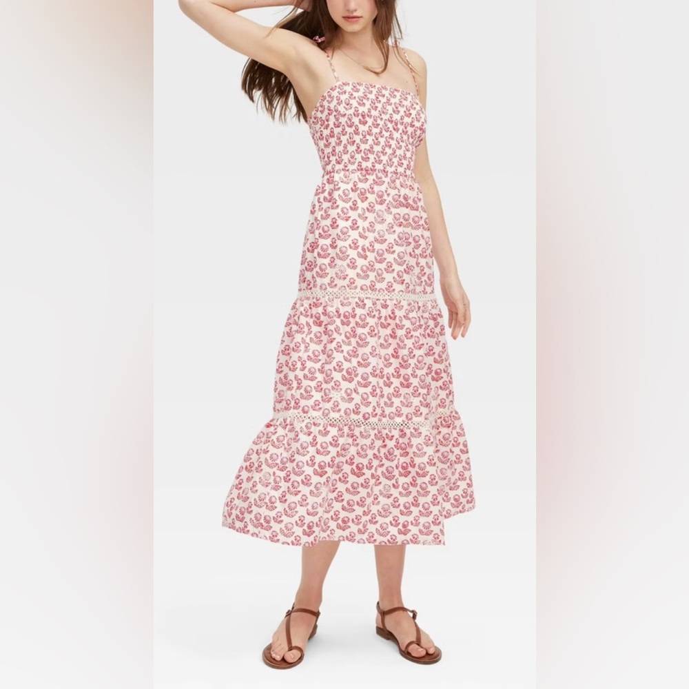 Roller Rabbit x Target Sundress: Floral Tie-Shoulder, Tiered Maxi w Smocked Top